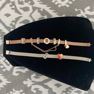 Pandora Reflections Rose Gold and Silver Mesh Bracelets with Charms shown